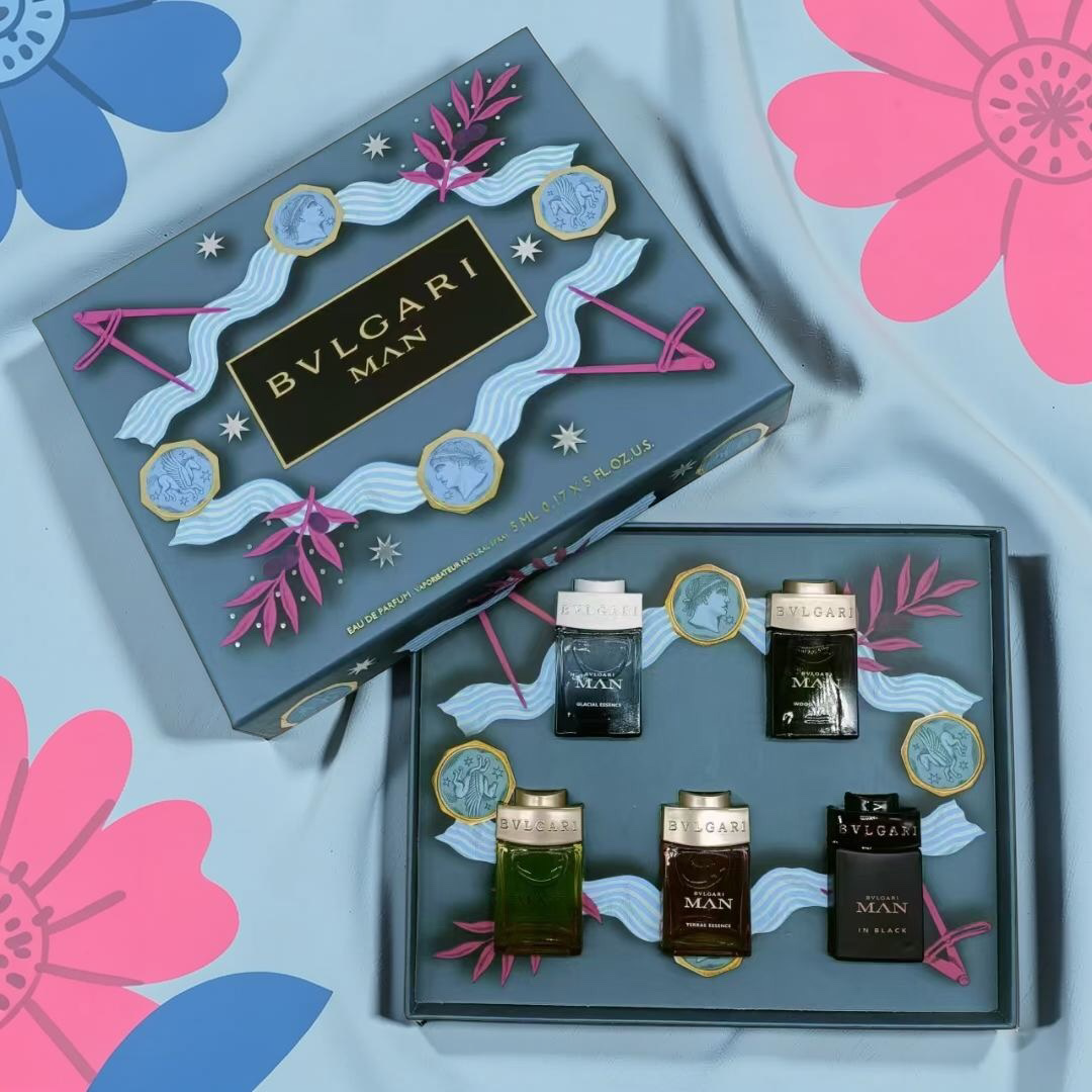 Bvlgari Man Miniature Fragrance Gift Set Eau de Parfum Collection 5 x 5ml